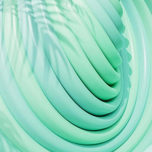 Abstract visual of a balanced silhouette with mint green glow.